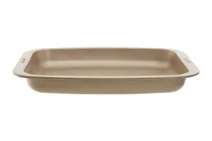 Interiors by Premier BPA Free 32cm Roasting Pan, Champagne Finish Roasting Dish For Kitchen, Elegant  Roasting Pan For Baking