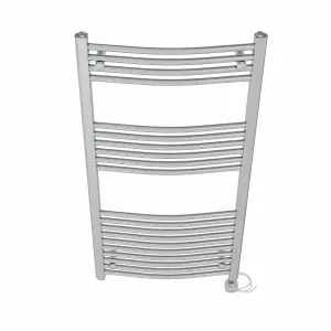 Right Radiators Prefilled Thermostatic Electric Heated Towel Rail Curved Ladder Warmer Rads - Chrome 1200x600 mm