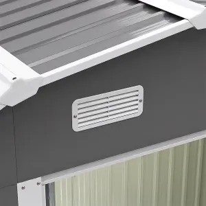 Large Grey Galvanized Steel Acrylic Storage Shed Slope Roof Double Door