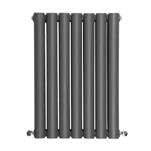 Right Radiators 600x413mm Horizontal Double Oval Column Designer Radiator Anthracite