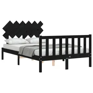 Berkfield Bed Frame with Headboard Black 120x200 cm Solid Wood