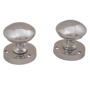 Polished Chrome effect Zamac Round Door knob (Dia)50.5mm, Pair