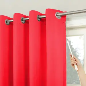 Kalynn 100% Blackout Eyelet Semi Sheer Synthetic Window Curtain Pair (Set of 2) Red / 228 W x 274 D cm