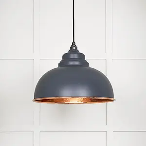 Hammered Copper Harborne Pendant in Slate