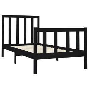 Berkfield Bed Frame Black Solid Wood Pine 100x200 cm