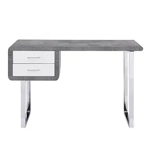 Carlo Wooden Computer Desk In Concrete Effect With Chrome Legs