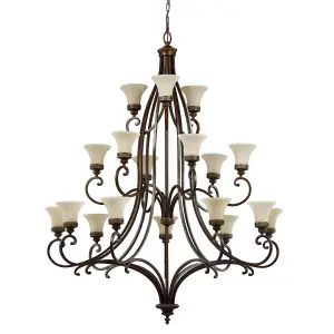 Luminosa Drawing Room 18 Light Multi Arm Chandelier Walnut Finish, E27