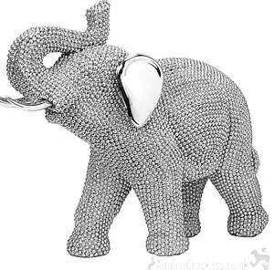 Glitzy Elephant figurine with shiny ears & tusk ornament glittery home decoration