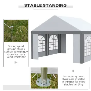 Outsunny 4 x 4m Party Tent, Marquee Gazebo with Sides, Windows and Double Doors