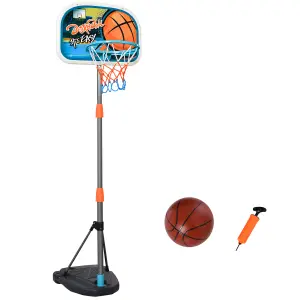 HOMCOM 3 Pcs Kids Basketball Set w/ Hoop Ball Pump Height Fillable Base 3-8 Yrs