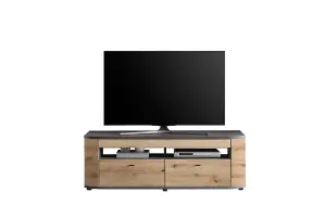 Elegant Dera 02 TV Cabinet H510mm W1500mm D470mm - Oak Artisan & Graphite with Soft-Close System