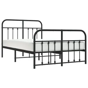 Berkfield Metal Bed Frame with Headboard and Footboard Black 120x200 cm