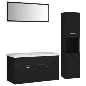 Berkfield Bathroom Furniture Set Black Engineered Wood