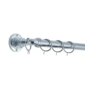 A.Unique Home Room Darkening Metal Extendable Curtain Pole with Rings and Fittings - Nickel, 120cm - 220cmApprox