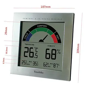 Youshiko YC9066 Digital Thermometer Hygrometer with Comfort Level Display