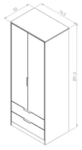 Fuji 2 Door 2 Drawer Wardrobe in Nebraska Oak (Ready Assembled)