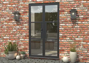 Green & Taylor Heritage Anthracite Grey Aluminium French Doors - 1190 x 2090mm (WxH)