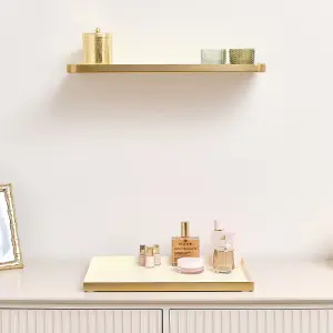 Melody Maison Gold & Ivory Enamelled Metal Wall Shelf - 50cm