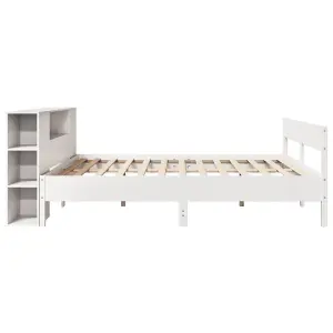 Berkfield Bookcase Bed without Mattress White 200x200cm Solid Wood Pine