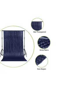 Neel Blue Shiny Fabric Sequin Backdrop Glitter Curtain, Navy Blue - 4ft x 9ft