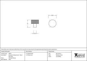 From The Anvil Polished Chrome Brompton Cabinet Knob - 25mm (No rose)