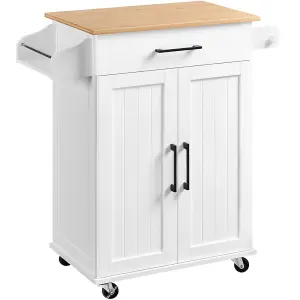 Yaheetech White Rolling Kitchen Cart with Drawer