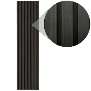 Urban Textures Black Oak Acoustic Wall Panel Sound Absorbing Decorative Wooden Slat Wall Panel 2400mm x 600mm x 21mm