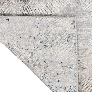 Ivory Grey Abstract Abstract Pattern Bedroom & Living Room Rug -274cm X 366cm