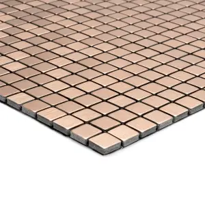 Abu dhabi Matt Brushed bronze effect Micro squares Metal Mosaic tile sheet, (L)290mm (W)290mm