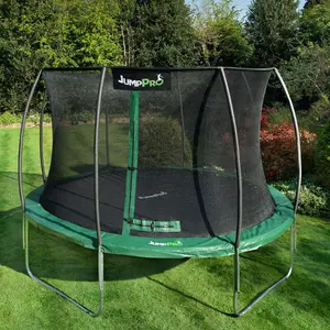 14ft JumpPRO™ Xcite Green Round Trampoline with Enclosure