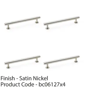 4 PACK - Round T Bar Pull Handle - Satin Nickel - 160mm Centres SOLID BRASS Drawer Door