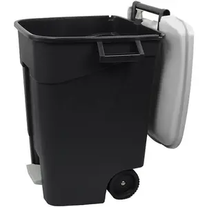 100 Litre Wheelie Bin with Foot Pedal - Grey Lid