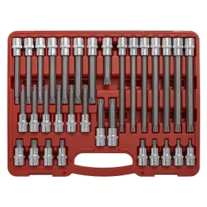 Sealey 32pc 1/2" Square Drive Ribe Socket Bit Set Chrome Vanadium Steel AK2198