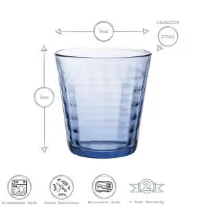 Duralex - Prisme Drinking Glasses - 275ml Tumblers for Water, Juice - Blue - Pack of 4