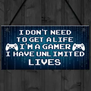 Red Ocean Blue Retro Gaming Sign Funny Gamer Gift Boys Bedroom Man Cave Sign Gift For Son