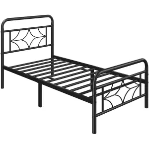 Yaheetech Black 3ft Single Metal Bed Frame with Sparkling Star Design Headboard and Footboard