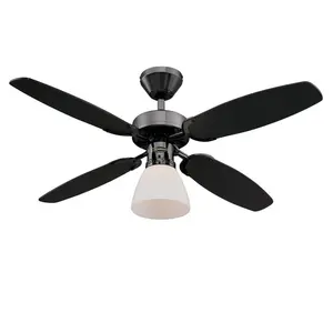 105cm Ceiling Fan with Light Kit Black with Black Blades