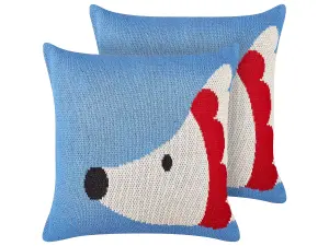 Set of 2 Cushions PASHOT Cotton 45 x 45 cm For Kids Animal Blue