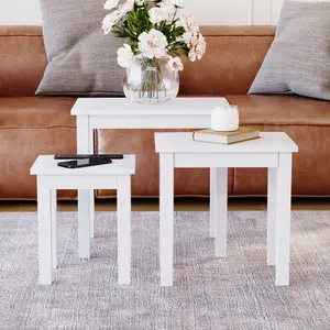 Analynn 3 Piece Nest of Tables White / White