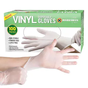 100 Vinyl Disposable Gloves Work Garage Medical Examination Clear, Small