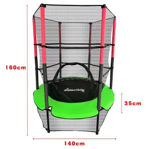 Galactica Mini Trampoline 4.5FT 55inch with Safety Net Enclosure Indoor Outdoor Children Activity Junior Trampoline Green