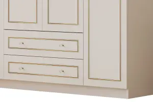 MARIE XL 4 Door 2 Drawer Gold White Wardrobe