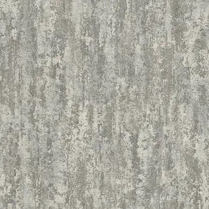 Grandeco Rocks Distressed Plaster Effect  Plain Blown Vinyl Wallpaper, Dark Taupe Greige