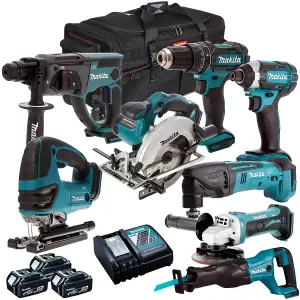 Makita 18V 8 Piece Tool Kit  3 x 5.0Ah Batteries & Charger T4TKIT-4344