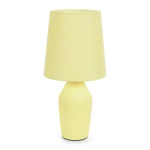 ValueLights Arlo Sunshine Yellow Ceramic Base Table Lamp with Tapered Shade - LED Bulb Included