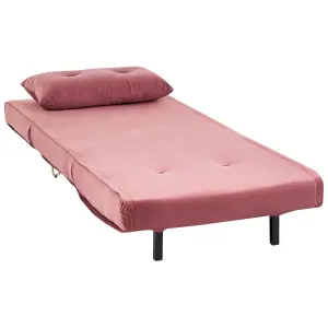 Beliani Glam Sofa Bed VESTFOLD Pink Velvet