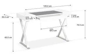 Centurion Supports ADONIS Gloss White and Chrome Ergonomic Home Office Luxury Computer Desk