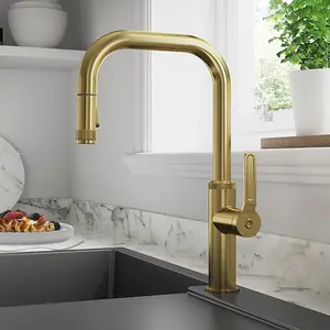 Clearwater Pioneer U Spout Pull Out With Twin Spray Kitchen Brushed Brass - PIL40BB