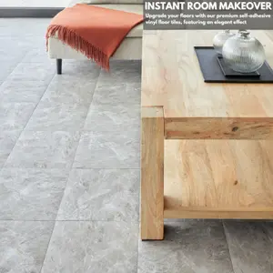 Self-Adhesive Vinyl Floor Tiles - 30 Pack for 30 ft² (2.79 m²) Coverage - Peel & Stick Vinyl Floor Tiles- Light Grey Marble Effect