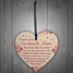 Red Ocean Special Mother's Day Gift For Nan Wooden Heart Nan Gifts Nan Plaque Grandparent Gifts Keepsake